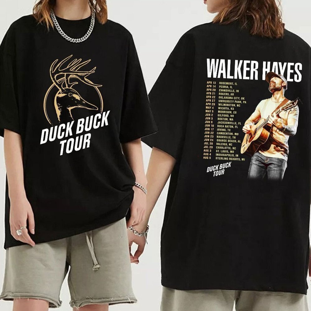 Walker Hayes Duck Buck Tour T Shirt 2 Sided Music Rock Fans Gift Tshirts